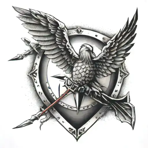 Spartan Shield And Red Kite Flying Across