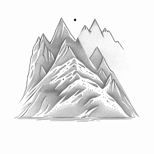 Upper Half Depicting A Mountain Peak And The Lower Half Featuring A Turbot Fish