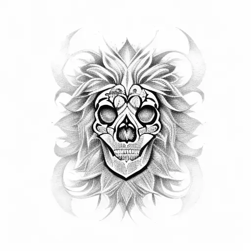 Rose Skull Clock Lion