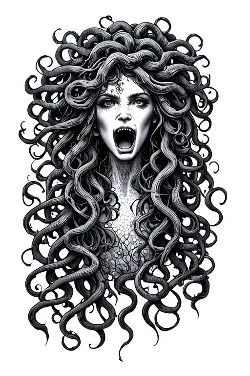 Pretty Medusa With Screaming Mouth