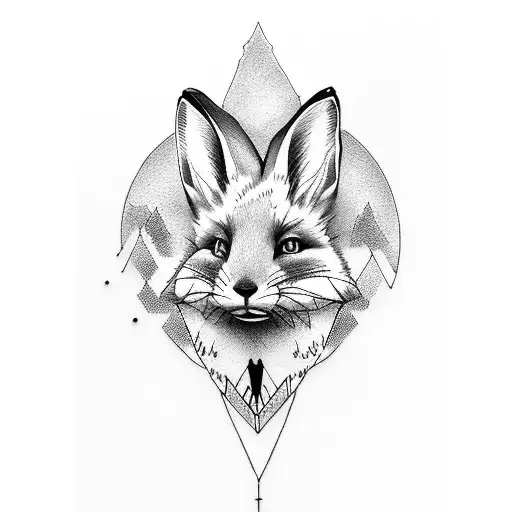 Fox Rabbit Tattoo Ideas Outline 4K