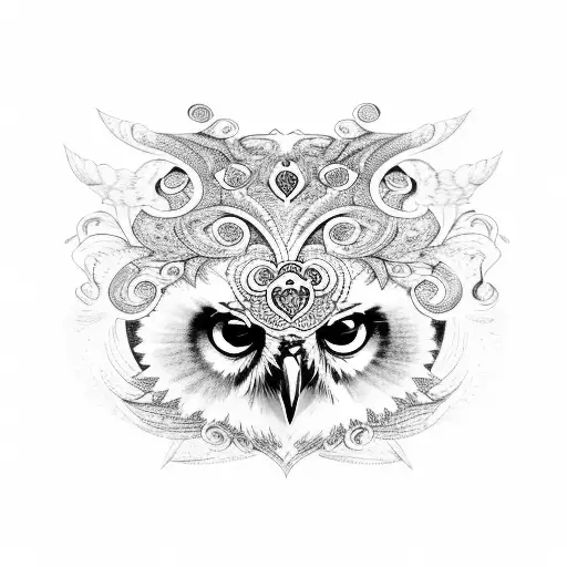 Owl With Medusa In The Back