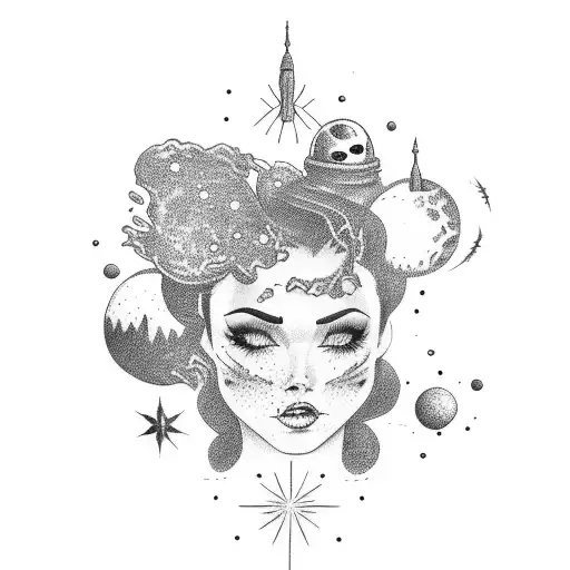 Pinup Lady Space Themed