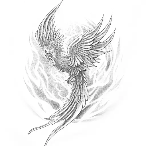 Phoenix Rising From Fire Rose