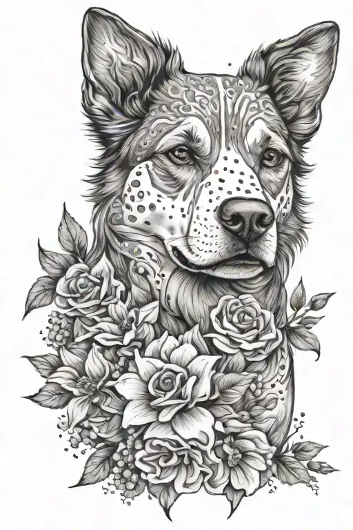 Dog And Flower Bouquet