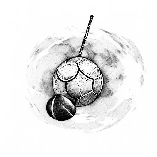 A Gaelic Football And Hurling Stick Crossed With A Backdrop Of The Moon