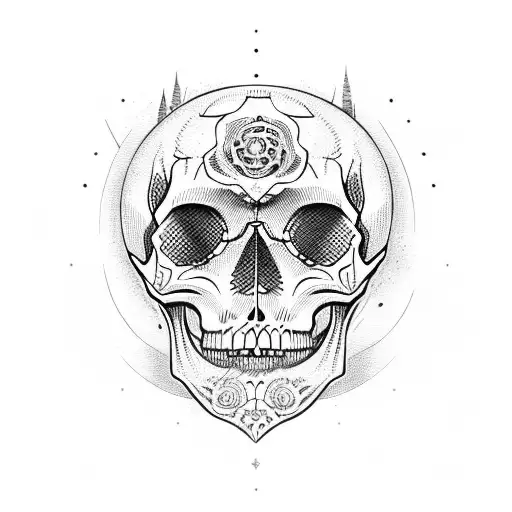 Skull With Black Cat