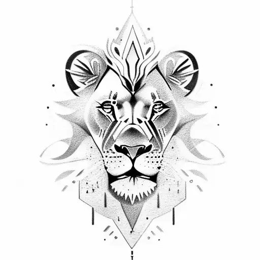 Create A Tattoo Of A Lion With A Glowing Light Bulb As Its Eye