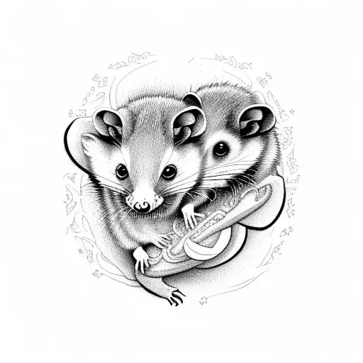Opossum Carrying Baby Opossums