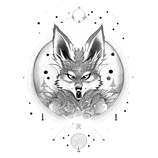 Kitsune And Raven Red Moon