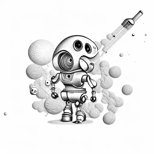 Cartoon Robot Golfing