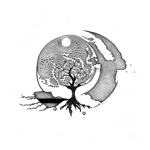 Tree Of Life With A Moon And A Dandelion