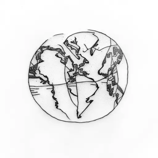 A Tattoo Of A Bird Flying Over A Map Of The World