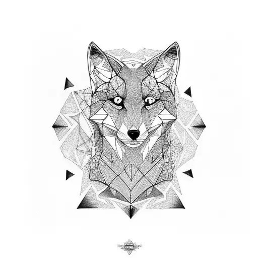 Geometrical Pattern Sleeve With A Fox A Wolf And A Cat