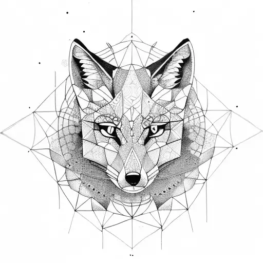 Geometrical Pattern Sleeve With A Fox A Wolf And A Cat