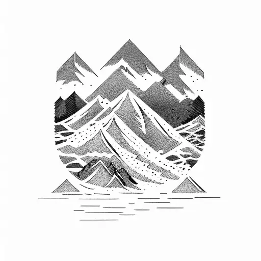 Mountain Scene With Waves Under