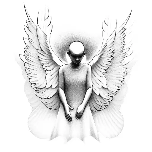 Angel With Doves Flying Around Shedding Light Inbetween Clouds