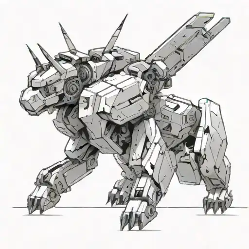 Create A Futuristic Design Featuring A Gundam Mech And A Cybernetic Dog