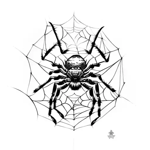 A Spider Spinning A Web With Rose Petals