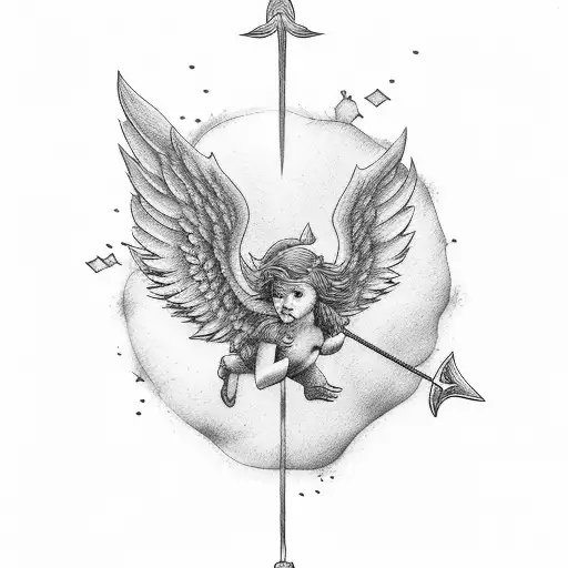 Cupido Volando Con Flecha Cara De Angel