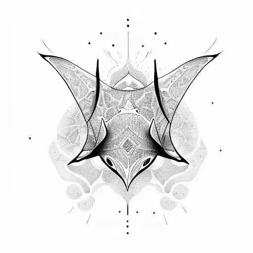 Tatto Style Black Inc Manta Ray With A Eye In Her Back