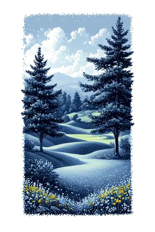 Golf Course Landscape Pine Trees Larkspur Rolling Hills