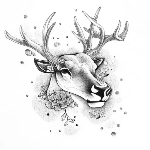 Flowers Surrounded With Deer Antlers