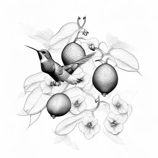 Anna's Hummingbird With Passionfruit Vine