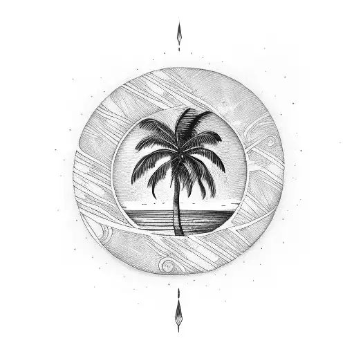 Palm Tree With Rings Under That Have Symbols