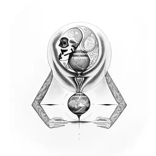 Arow That Has Hourglass For Body And Compas For Head