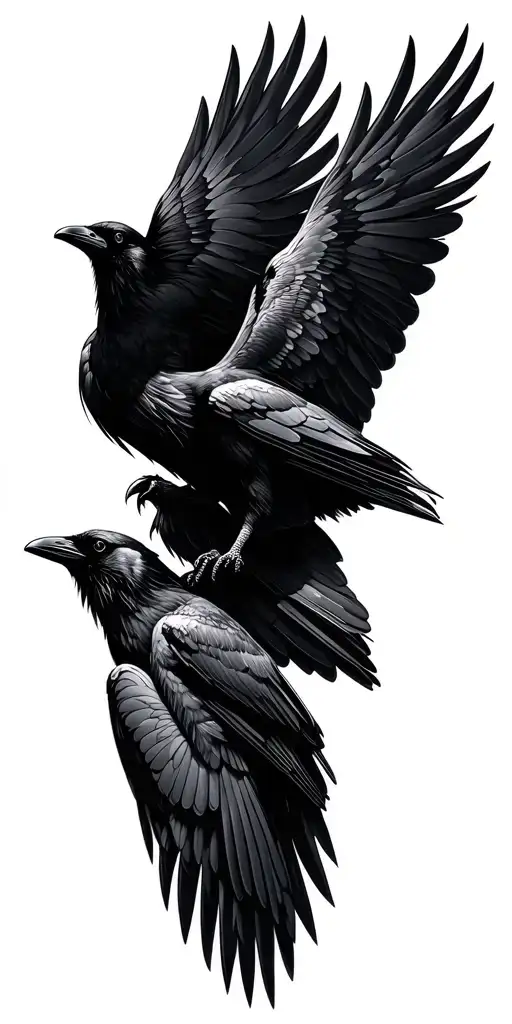 Crows And Ravens Huginn And Muninn Flying
