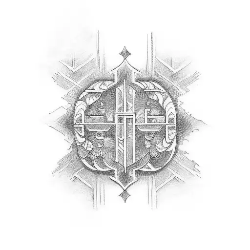 Create A Tattoo Design That Merges Elements Of Croatian Architecture With Religious Symbolism