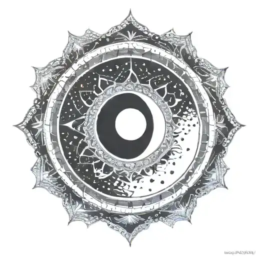 Mandala With Moon Phases And Yin Yang Symbol