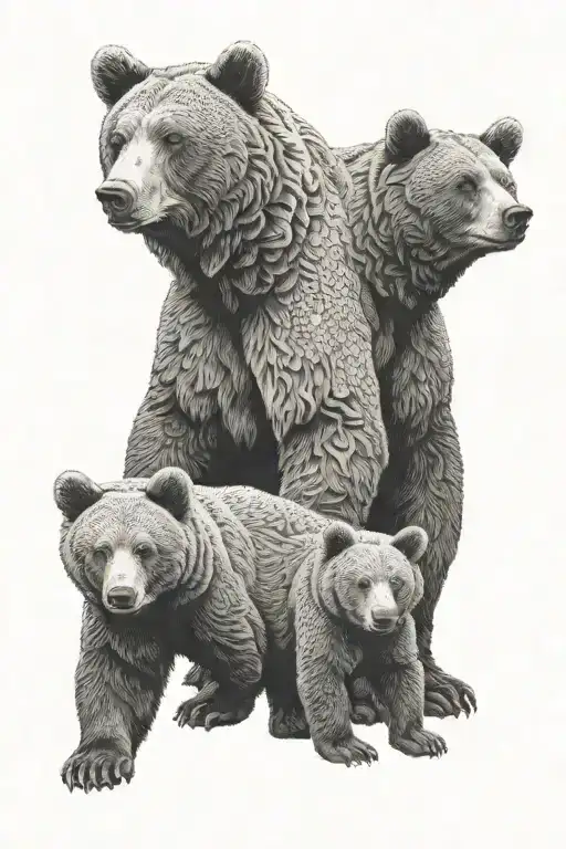 Bear And Two Cubs