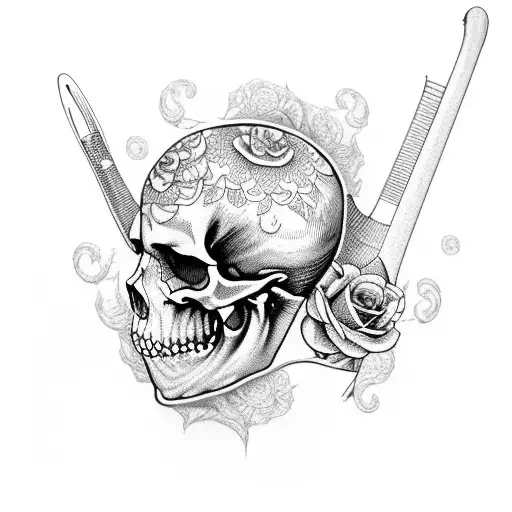 Sleeve With Skull Violin Flower Aquarius