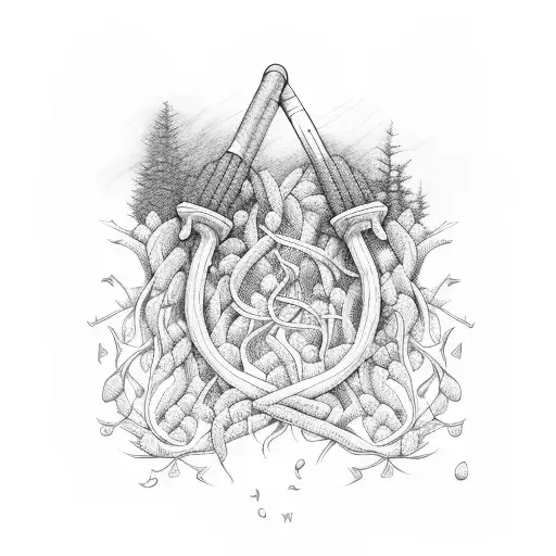 A Curling Broom Intertwined With Forest Vines