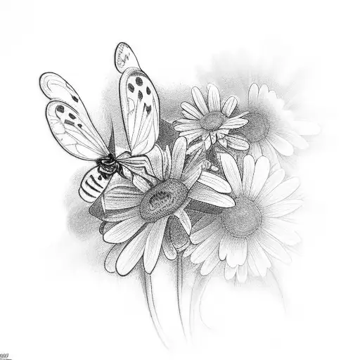 Daisy With Butterflies