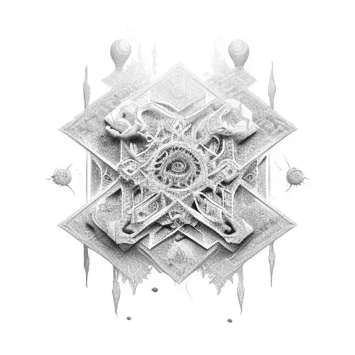 An Intricate Design Of A Book Opening Up To Reveal A Mystical Afterlife Scene