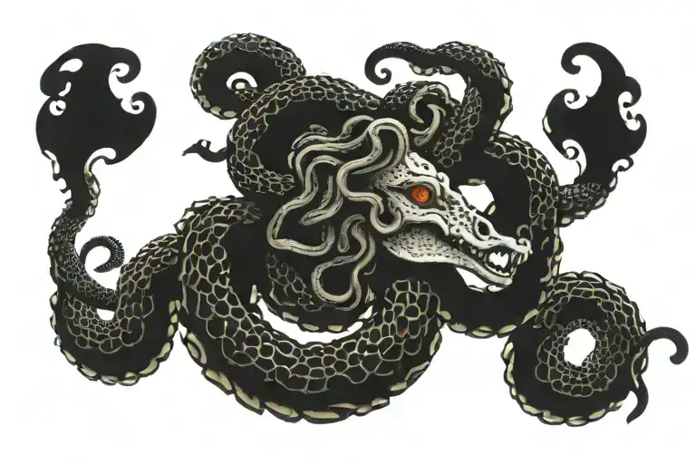 Medusa Lettering With Coiled Snake S Shape