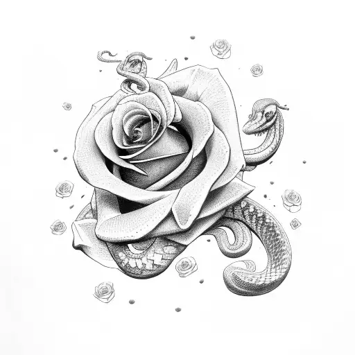 Snake With Rose On Vis Head