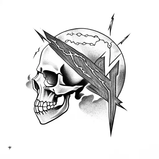 Lightning Bolt With Skull