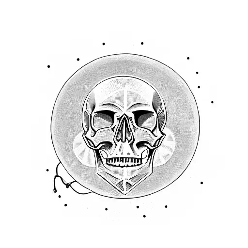 Skull With Disc Golf Disc And Basket Orbiting It