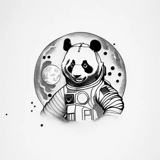 Panda In Spacesuit On The Moon