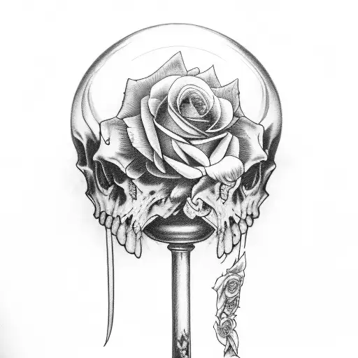 Cracked Hour Glass Is Grim Reaper Crow And Roses