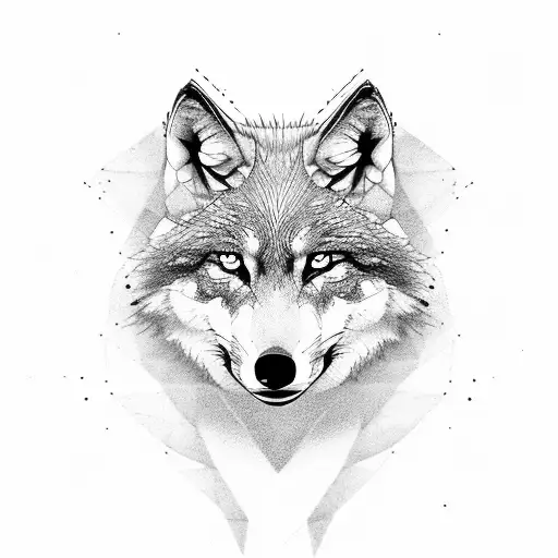 Wolf And Fox Whit Green And Red Eys