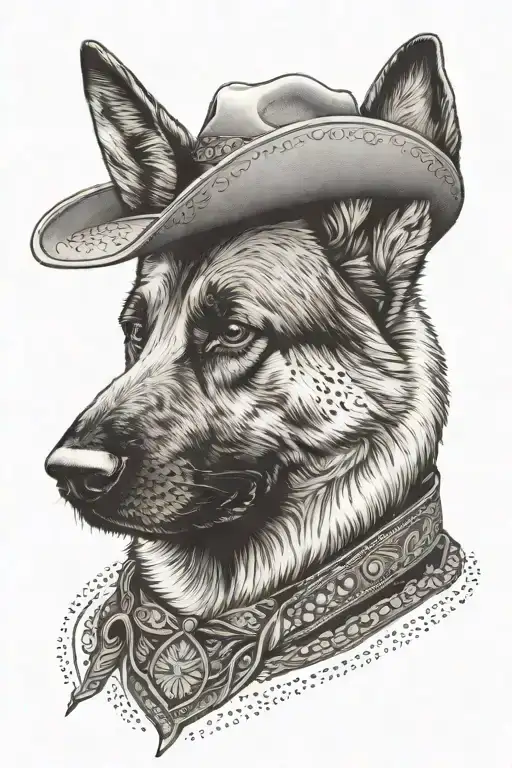 German Shepherd Wearing Cowboy
