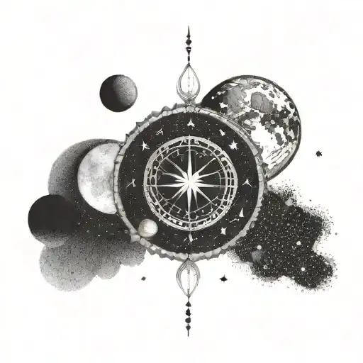 A Blend Of Zodiac Symbols Forming A Lunar Eclipse