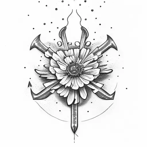 Daschund Flowers Cosmos Marigold Anchor