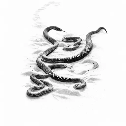 A Dark And Moody Composition Of A Snake Slithering Through A Field Of Black Roses