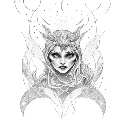 Burning Witch With A Burning Church Behond